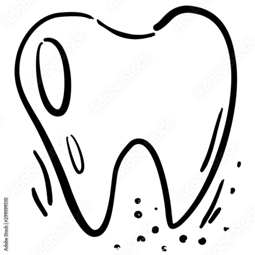 Icon beautiful healthy tooth. Dentistry. Hand-drawn