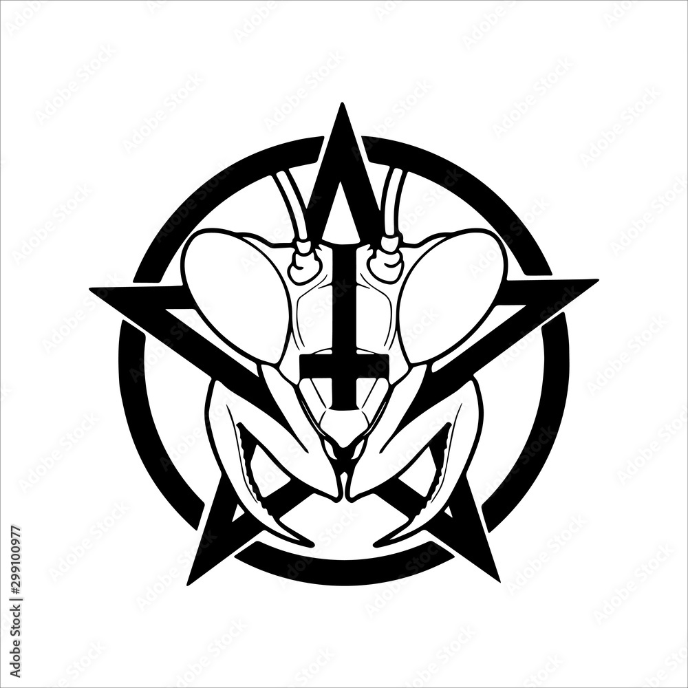 Satanic Star Vector Satanic Mantic Logotype above pentagram star and circle. Illustration ...