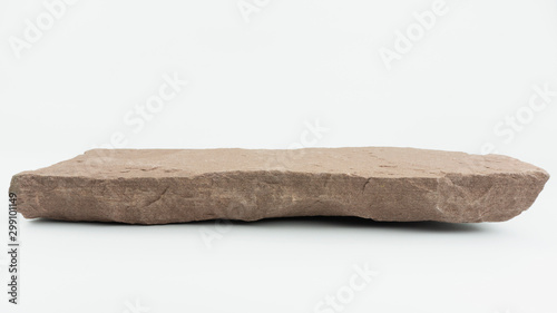 Sandstone isolated on White background, natural stone shelves and stone wall background. For product display.