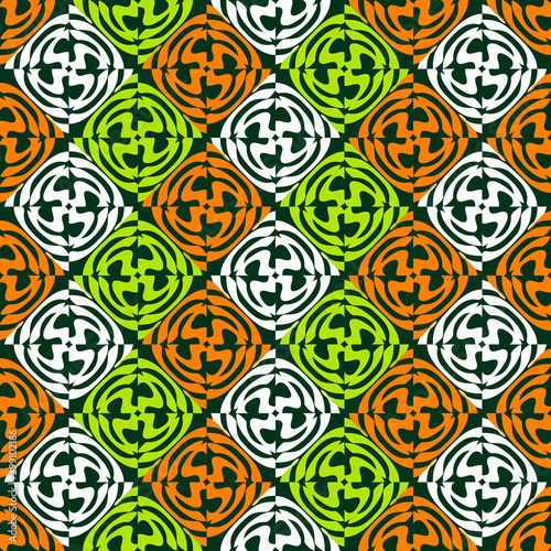 Bright seamless pattern with circular geometric elements.