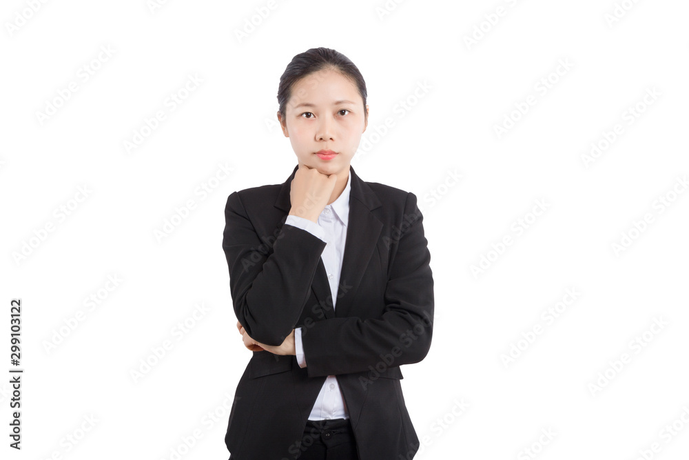 Modern business woman in the office with copy space Modern business woman in the office with copy space