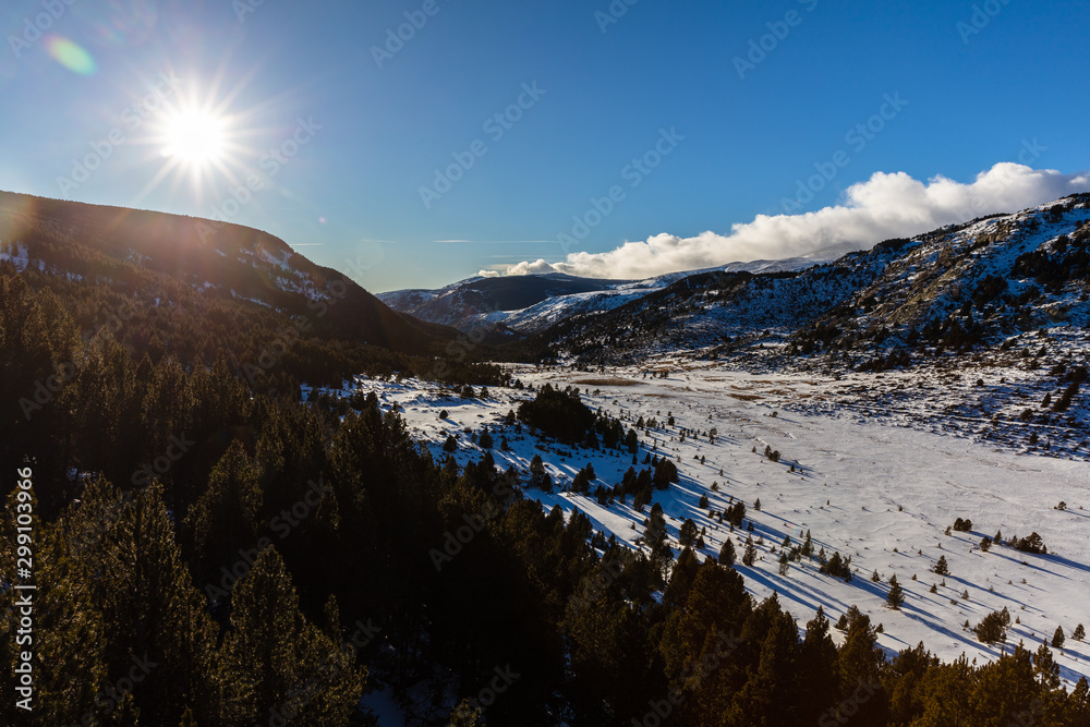 Mountain landscape nearby the french town of Font Romeu in the  Pyrenees mountains, France 