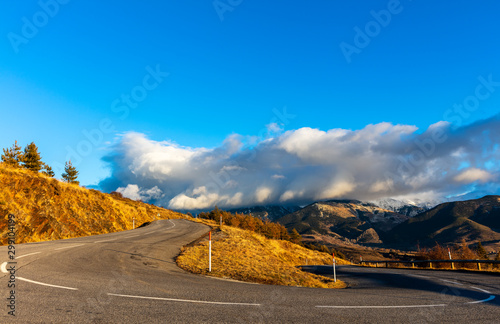 Climate change. A lack of snow is seen nearby the French town of Font Romeu during the 2017 month of December, France, Pyrenees Orientale