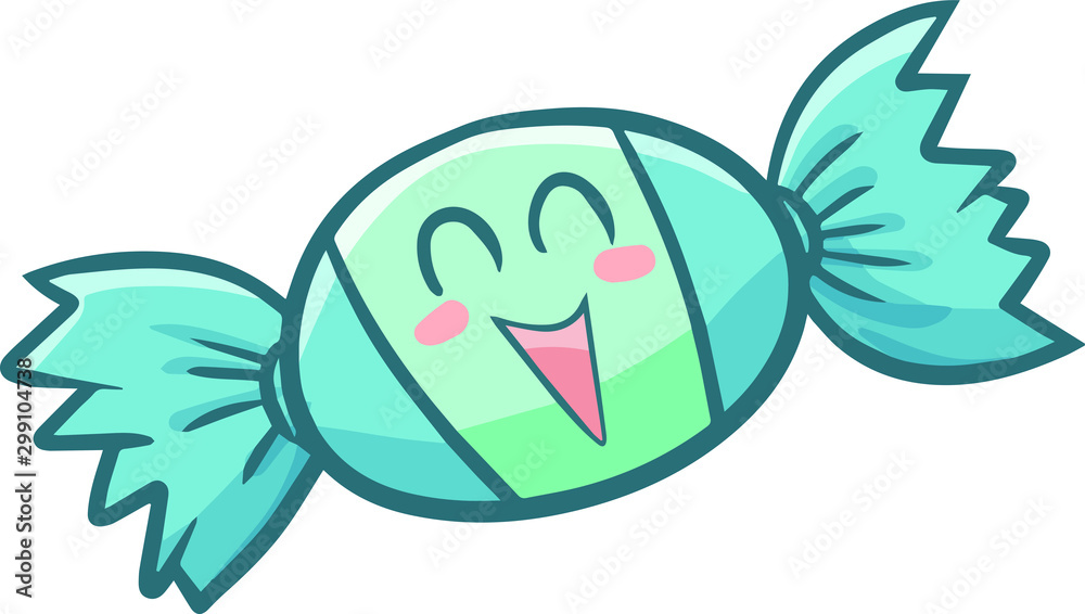 Fototapeta premium Funny and cute green candy laughing happily
