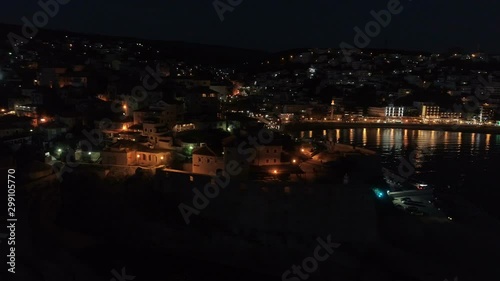 Aerial night view of the old city of Ulcinj photo