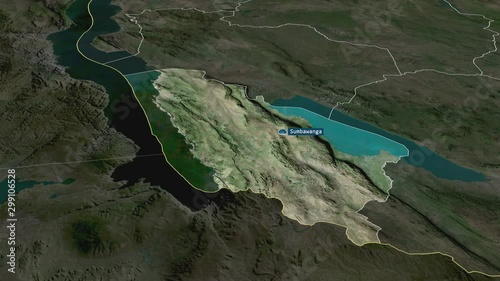 Rukwa - region of Tanzania with its capital zoomed on the satellite map of the globe. Animation 3D photo