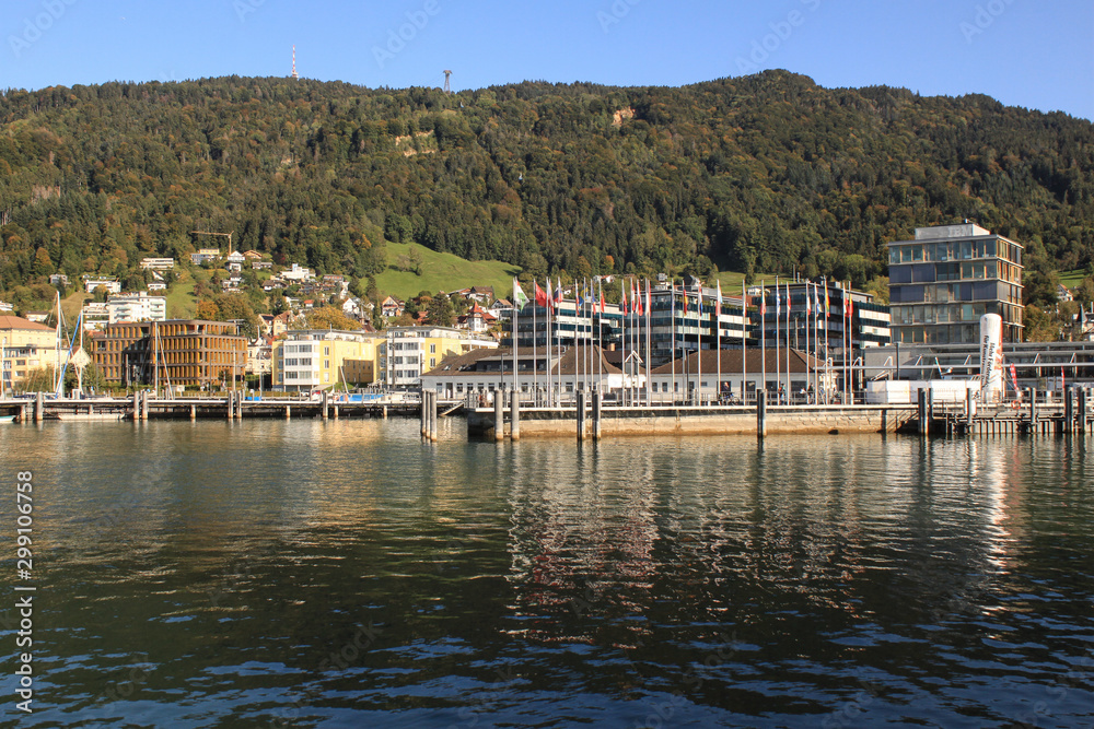 Bregenz; Moderne Uferfront am Hafen Bregenz; Moderne Uferfront am Hafen