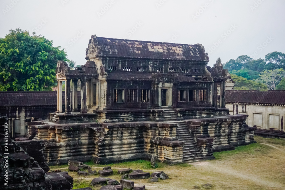 Ancient architecture and ruins of Angkor Wat early in the morning. Ancient architecture and ruins of Angkor Wat early in the morning.