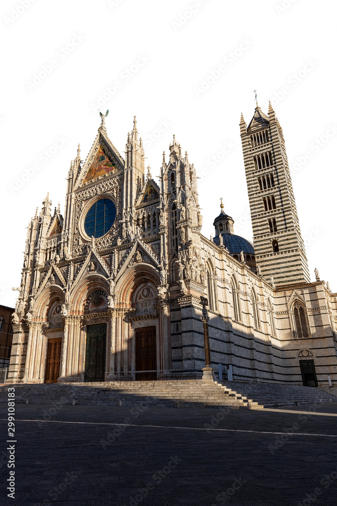 Siena Cathedral (Duomo di Siena), Santa Maria Assunta 1220-1370, isolated on white background, Tuscany, Italy, Europe