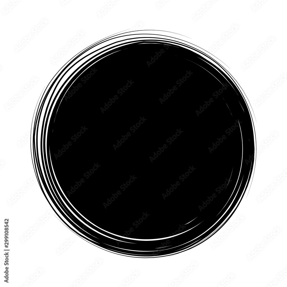 Black round button. Hand painted ink blob. Graphic design element for ...