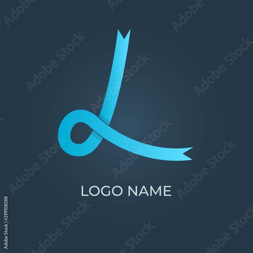 Letter "L" ribbon logo isolated. Vector image
