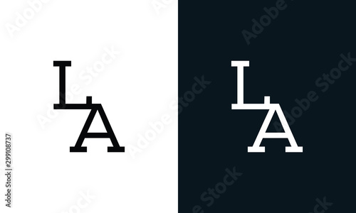 Minimalist line art letter LA logo. This logo icon incorporate with two letter in the creative way.