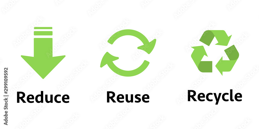 Three different sign Reduce, reuse, recycle. Concept ecology ...