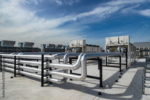 Data center building cooling system line.