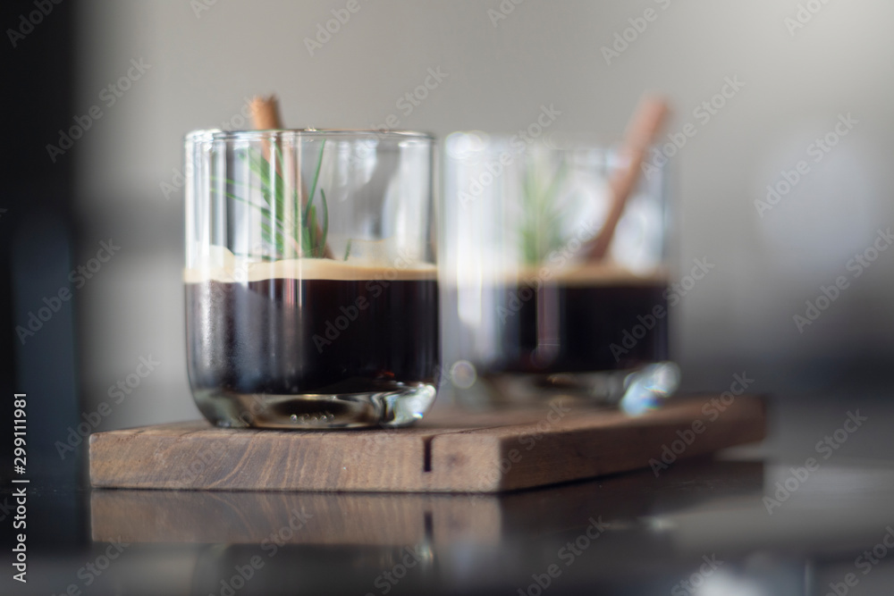 Ice Coffee on the Rock in nature background. Ice Coffee on the Rock in nature background.