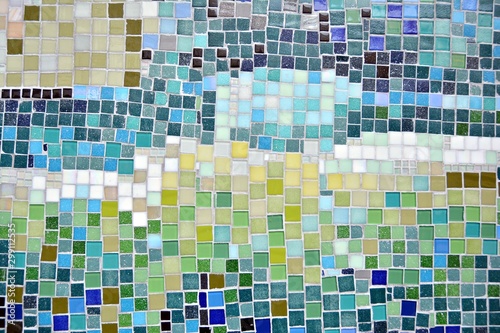 Photo Colorful mosaic glass tile wall