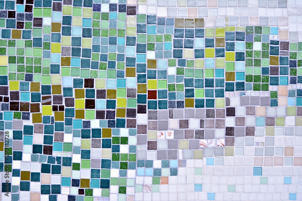 Colorful mosaic glass tile wall