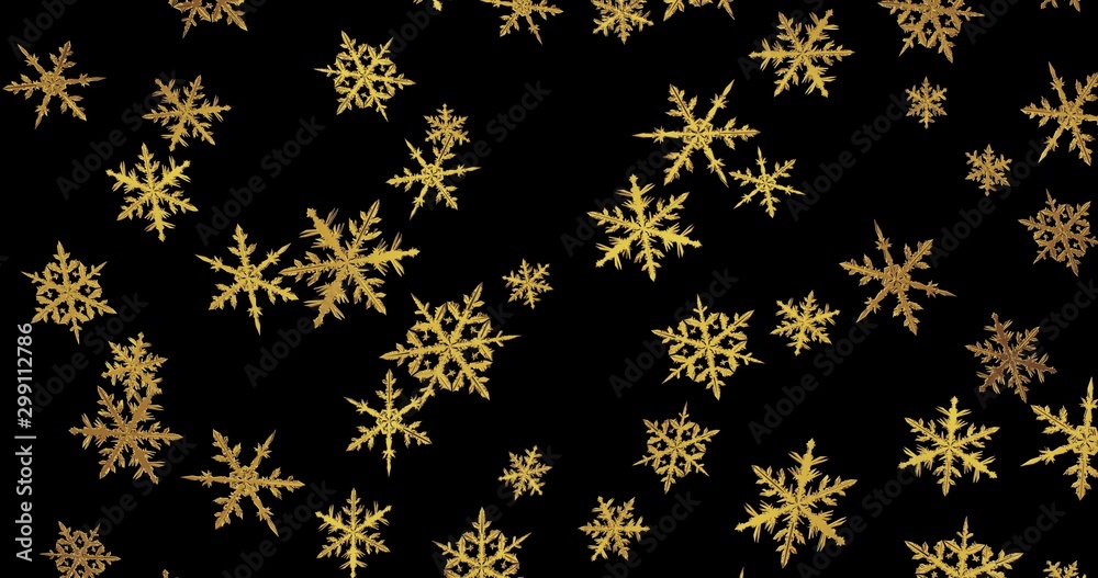 Golden snowflakes on black background. New year wallpaper. 3d render Golden snowflakes on black background. New year wallpaper. 3d render