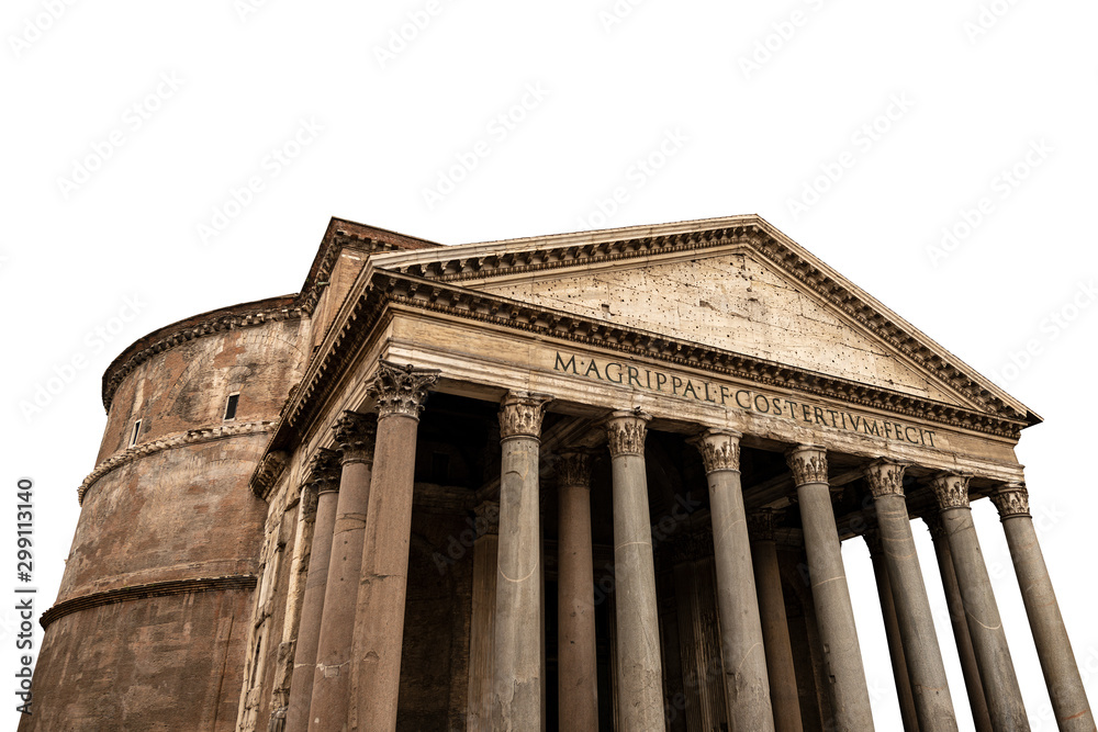 Rome Pantheon isolated on white background, Italy, Europe. Ancient Roman temple dedicated to all the gods of the past, today a Christian basilica. UNESCO world heritage site Rome Pantheon isolated on white background, Italy, Europe. Ancient Roman temple dedicated to all the gods of the past, today a Christian basilica. UNESCO world heritage site