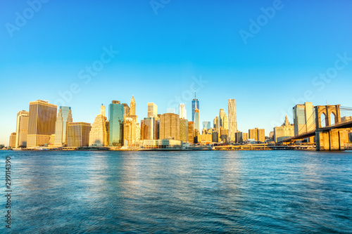 New York City Lower Manhattan at Sunrise, View from Brooklyn, New York