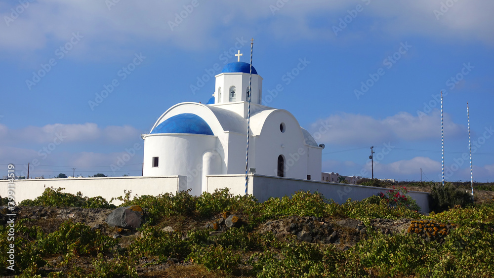 Picturesque chapel in Santorini island, Cyclades, Greece