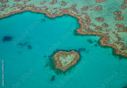Vue aérienne de la grande barrière de Corail, Australie (Heart Reef) © Helene