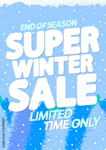 Super Winter Sale, poster design template, special offer, vector illustration