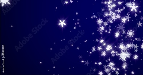 Christmas blue background with snowflakes - falling snow