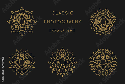 Classic photography logo set design template. Lovely, Classic, and luxurious style. Vector illustration. - Vector