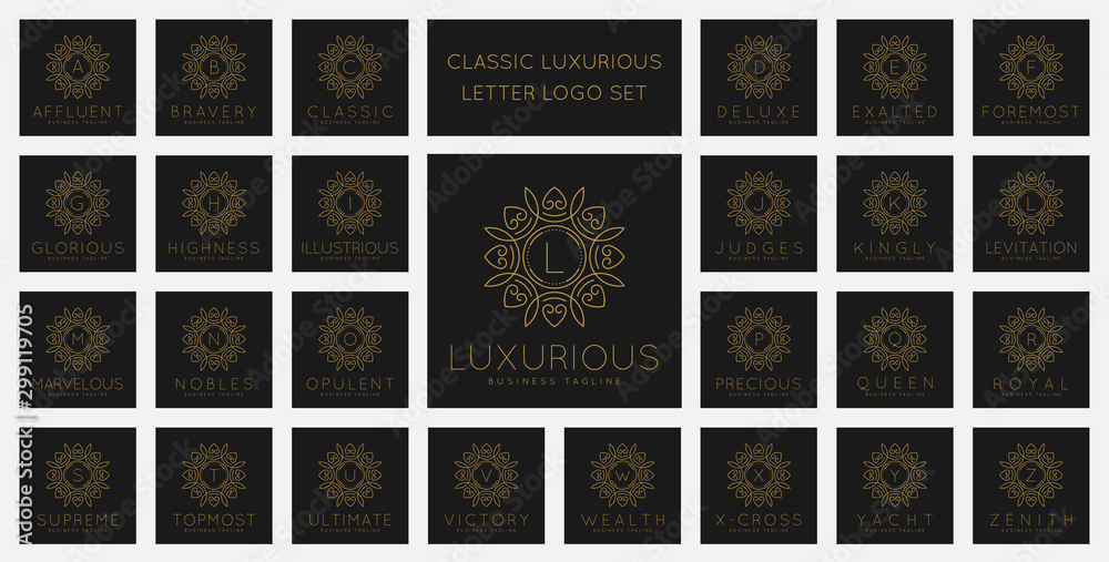Fototapeta Luksusowy zestaw logo litery z klasycznym wektorem stylu ornamentu linii
