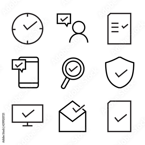 Tick ​​the line icons. Checkmarks, quality, approve concept. Simple outline symbols, collection of modern linear graphic elements. Set of vector icons. editable stroke 480x480 pixels