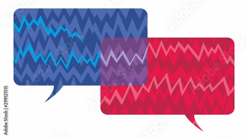 political debate is noise speech bubbles with red and blue cartoon static electric interference isolated