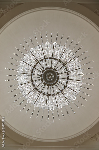 beautiful crystal chandelier in the wedding hall
