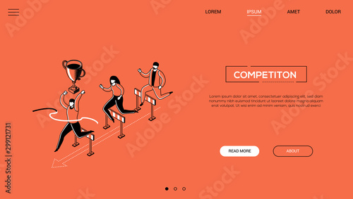 Competition - line design style isometric web banner