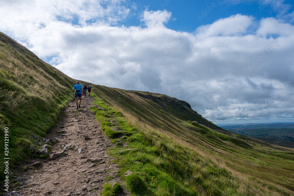 Hiking trail to climb the highest mountain in Great Britain Yorkshire