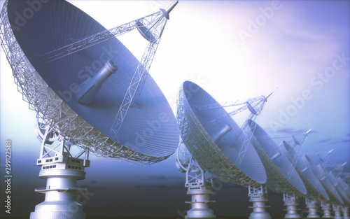 Alignment of Giant Satellite Dishes for Signal photo