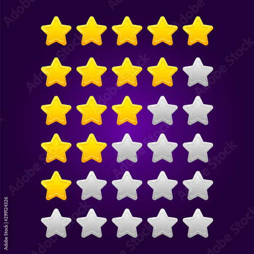 Set of Shiny Star Ratings for Mobile Games.