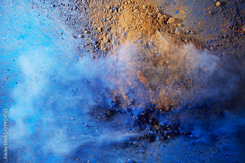 dust explosion deep blue yellow colorful magnificent backgrounds