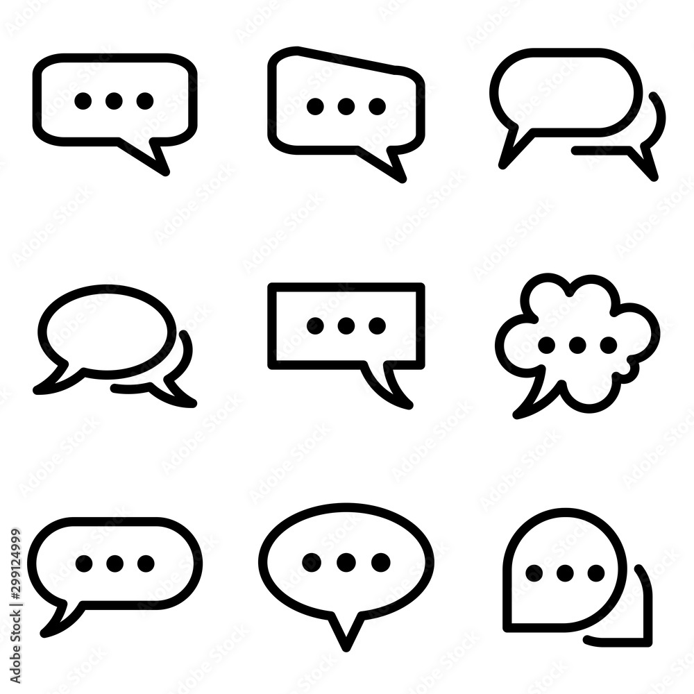 Set of Chat Speech Bubble icon. symbol of comment or message with trendy flat line style icon for web site design, logo, app, UI isolated on white background. vector illustration eps 10 Set of Chat Speech Bubble icon. symbol of comment or message with trendy flat line style icon for web site design, logo, app, UI isolated on white background. vector illustration eps 10