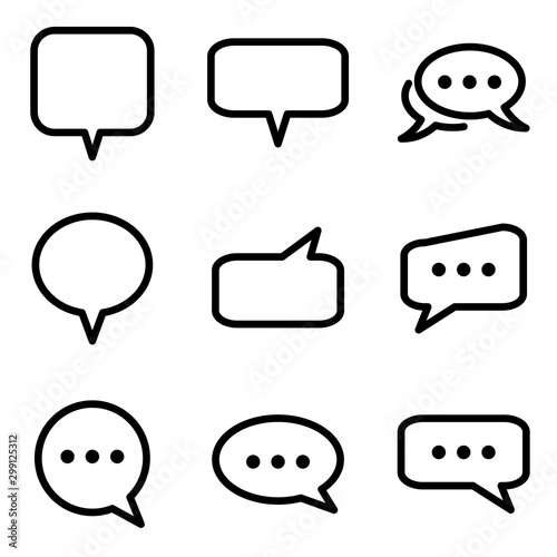 Set of Chat Speech Bubble icon. symbol of comment or message with trendy flat line style icon for web site design, logo, app, UI isolated on white background. vector illustration eps 10