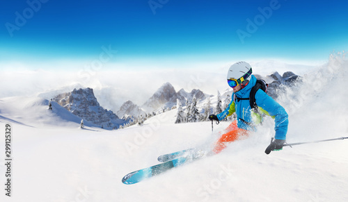 Young man skiing in Alps