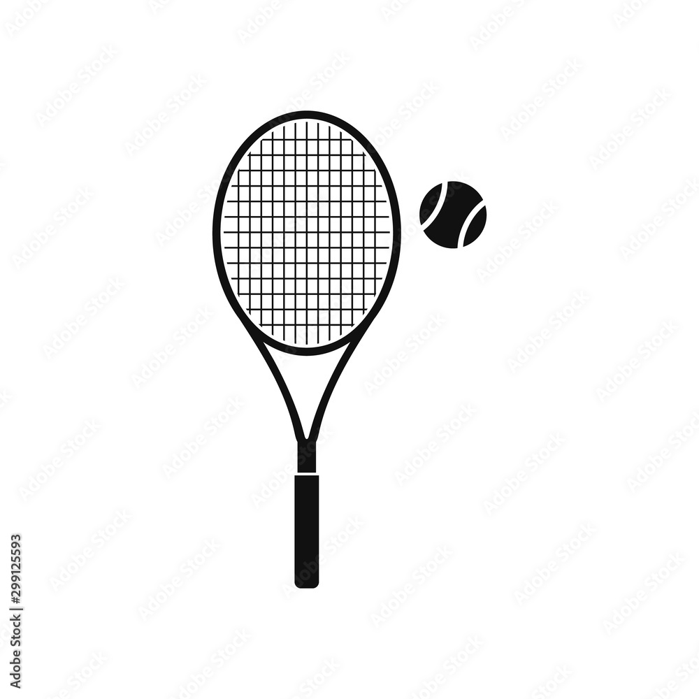 Tennis Racket and Ball Icon. Flat style vector EPS.