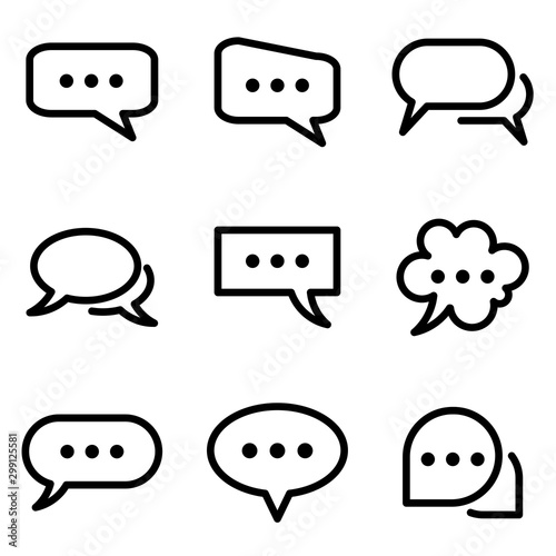 Set of Chat Speech Bubble icon. symbol of comment or message with trendy flat line style icon for web site design, logo, app, UI isolated on white background. vector illustration eps 10