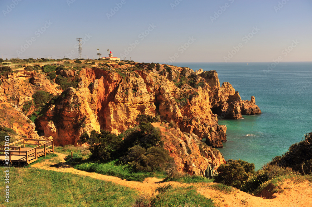 scenic view of the lighthouse on cliffs