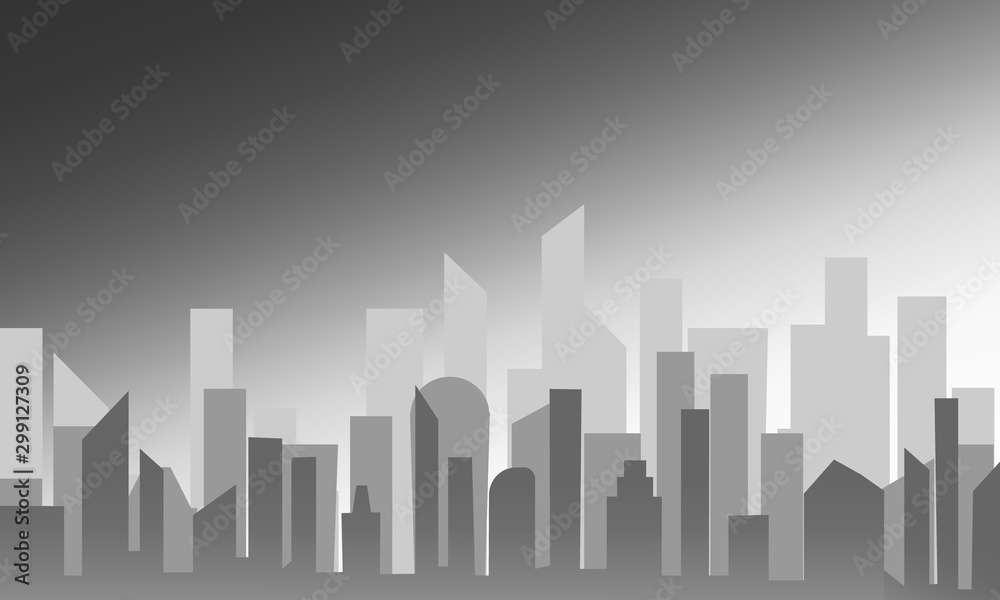 Urban background, abstract city at dusk, vector background, copy space. 