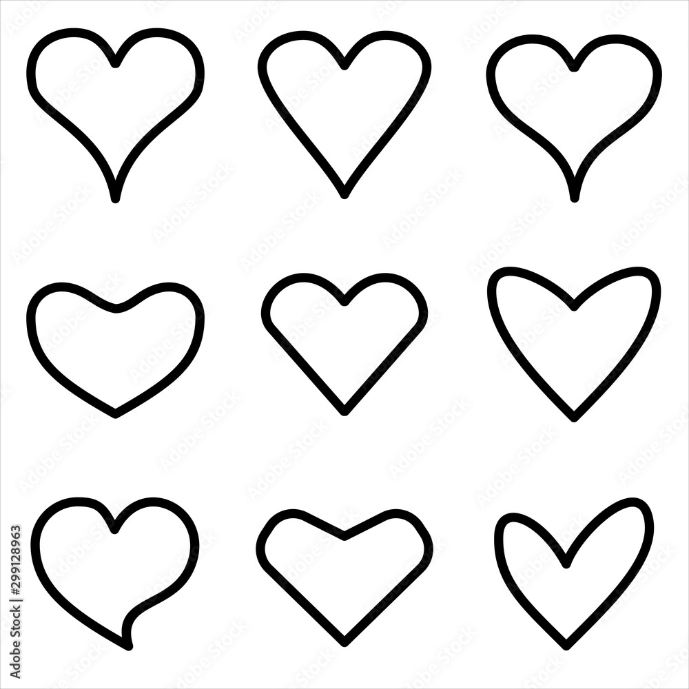 Set of Heart icon. black Love symbol with trendy flat style icon for web site design, logo, app, UI isolated on white background. vector illustration Set of Heart icon. black Love symbol with trendy flat style icon for web site design, logo, app, UI isolated on white background. vector illustration