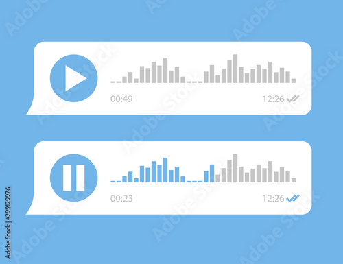 set app voice message in flat style, vector