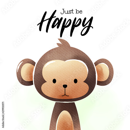 Watercolor art of cartoon Monkey