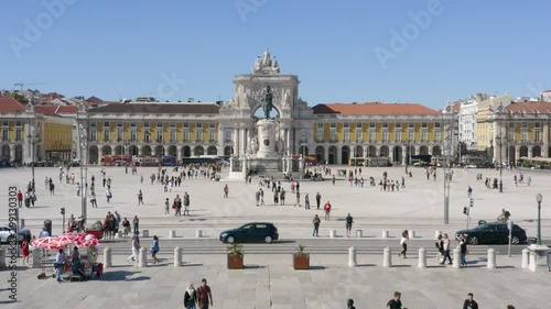 Aerial view of Praca do Comercio in lisbon portugal photo