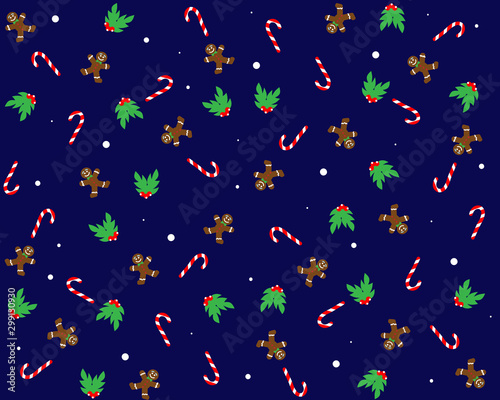 Christmas background with gingerbread men